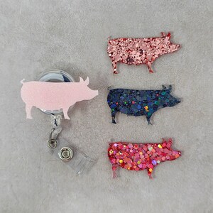 Pink Resin Sow Pig Badge Holder, Pink Pig Badge Reel, Pig Badge Holder, Pig Badge Reel