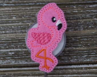 Pink Flamingo Badge Holder, Pediatric Badge Holder