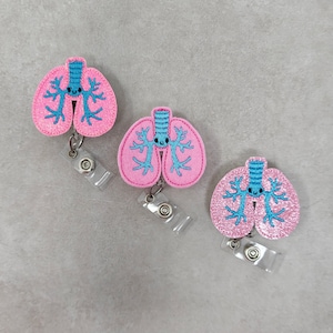 Pink Glitter Vinyl Lungs Badge Holder, Pink Glitter Lungs Badge Holder, Pulmonology Badge Holder, Pulmonologist Badge Holder
