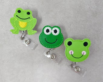 Titular de la insignia de rana de vinilo brillante verde brillante, carrete de insignia de rana, titular de la insignia de rana