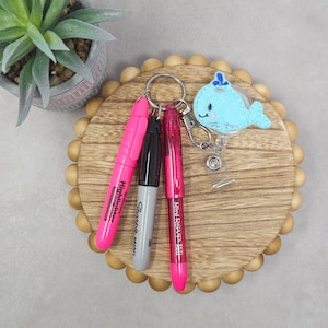 Mini Sharpie And Pen Set For Badge Reel | Mini Highlighter For Badge Reel | Nursing Gift | Pen Keychain | Badge Reel Highlighter | Nursing