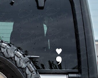 Semicolon Heart Decal, Mental Health Awareness Decal