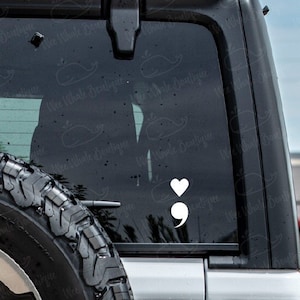 Semicolon Heart Decal, Mental Health Awareness Decal