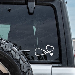 Heart Stethoscope Outdoor Vinyl Decal, Stethoscope Decal, Heart Decal