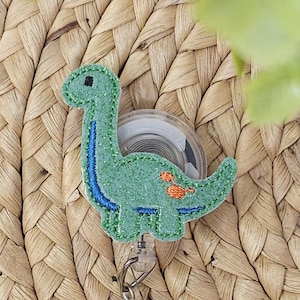 Porta badge retrattile a forma di dinosauro con collo lungo in vinile verde, porta badge a forma di dinosauro, porta badge a forma di dinosauro, porta badge a forma di dinosauro con collo lungo, infermiere