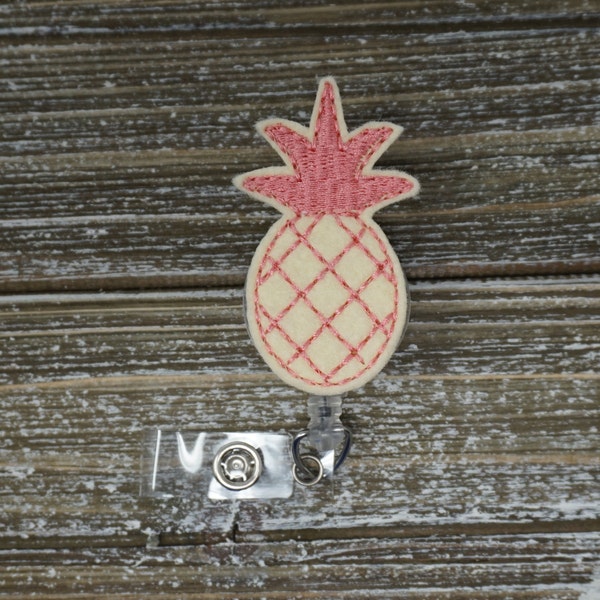 Ivory And Coral Pineapple Badge Holder, Summer Badge Holder