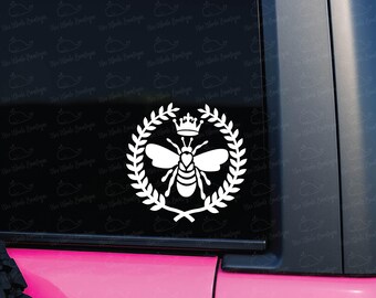 Calcomanía de vinilo de abeja reina con corona, calcomanía de vinilo de abeja reina, oferta de abeja reina, calcomanía personalizable para auto, calcomanía para auto, calcomanía de abeja reina, abeja de miel