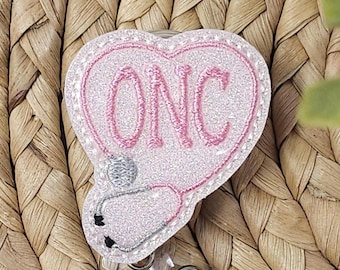 Porte-badge rétractable oncologie rose, bobine pour badge oncologie, porte-badge oncologie, infirmière en oncologie, bobine pour badge infirmière, porte-badge infirmière