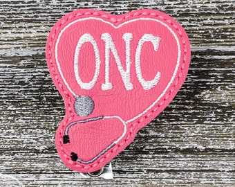 Porte-badge d'oncologie en vinyle marin rose, porte-badge d'oncologie rose, porte-badge d'oncologie