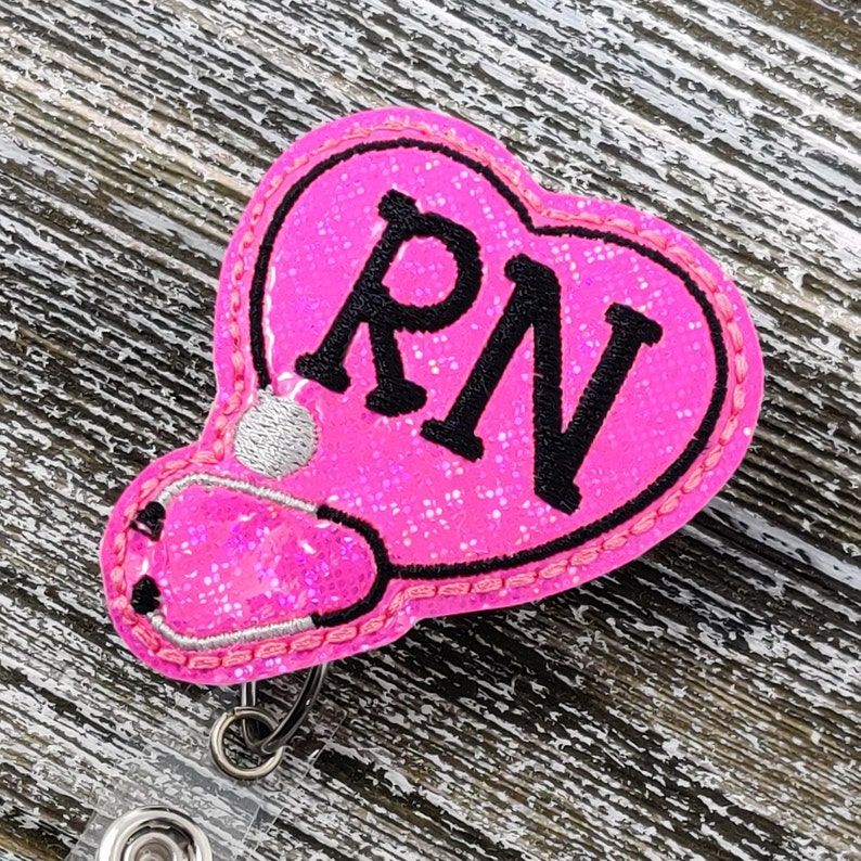 Bright Pink Holographic Glitter Vinyl RN Badge Holder Pink RN Etsy