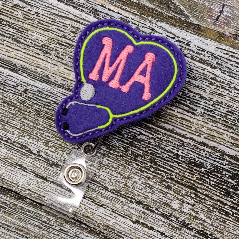 Purple Felt Medical Assistant Badge Holder Medical Assistant Etsy
