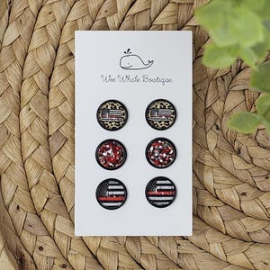 Thin Red Line Stud Earrings, Firefighter Stud Earrings, Fire Wife Stud Earrings, Cheetah Print Stud Earrings, Thin Red Line, Stud Earrings