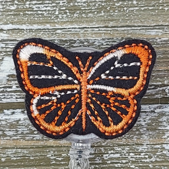 Black and Orange Monarch Butterfly Badge Holder, Orange Monarch Butterfly  Badge Holder, Butterfly Badge Holder 