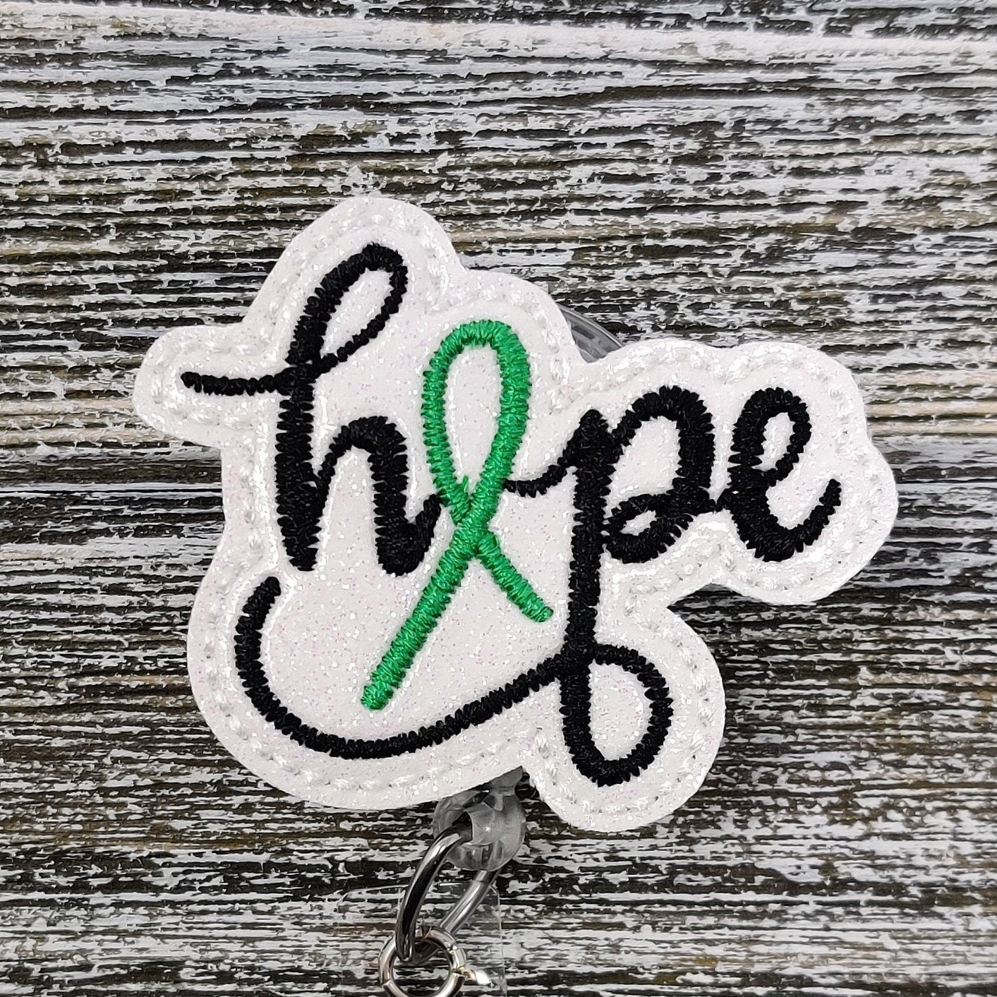 Green Ribbon Hope Awareness Ribbon Badge Holder Organ Etsy