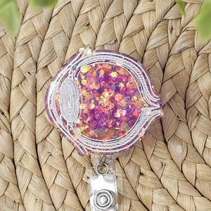Glitter Resin Eyeball Badge Holder, Eye Badge Holder, Optometry Badge Holder, Optometry Badge Reel, Optometric Technician, Eye Badge Holder