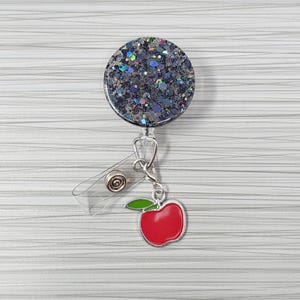 Silver Tone Apple Charm With Lobster Clasp | Teacher Charm | Apple Charm | Teacher Gift | Badge Reel Charm