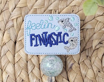 Light Blue Feeling Fintastic Hai Abzeichen Reel, Hai Ausweishalter, Hai, Lehrer, Krankenschwester
