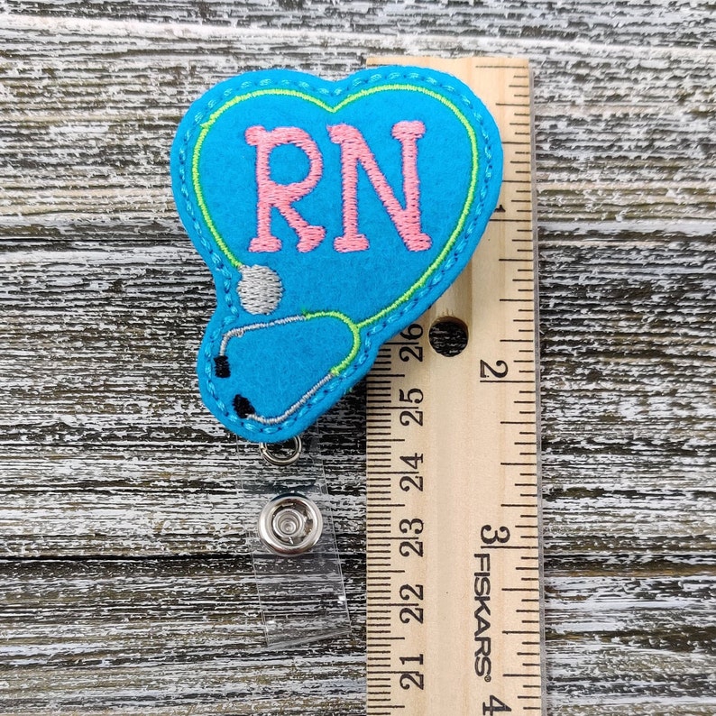 RN Heart Stethoscope Retractable Badge Reel RN Badge Holder Etsy