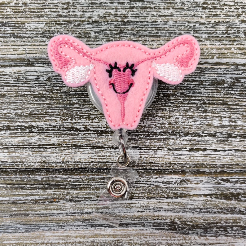 Pink Felt Uterus Badge Holder Uterus Badge Holder Uterus Etsy