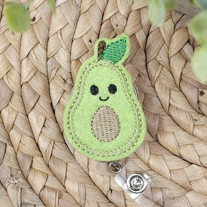 Green Avocado Retractable Badge Holder, Avocado Badge Reel, Avocado Badge Holder, Dietician Badge Reel, Foodie Badge Reel, Smiley Badge Reel