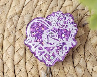 Glitter Resin MRI Tech Retractable Badge Holder, MRI Tech Badge Reel, MRI Tech Badge Holder, Glitter Badge Holder, Customizable Badge Holder