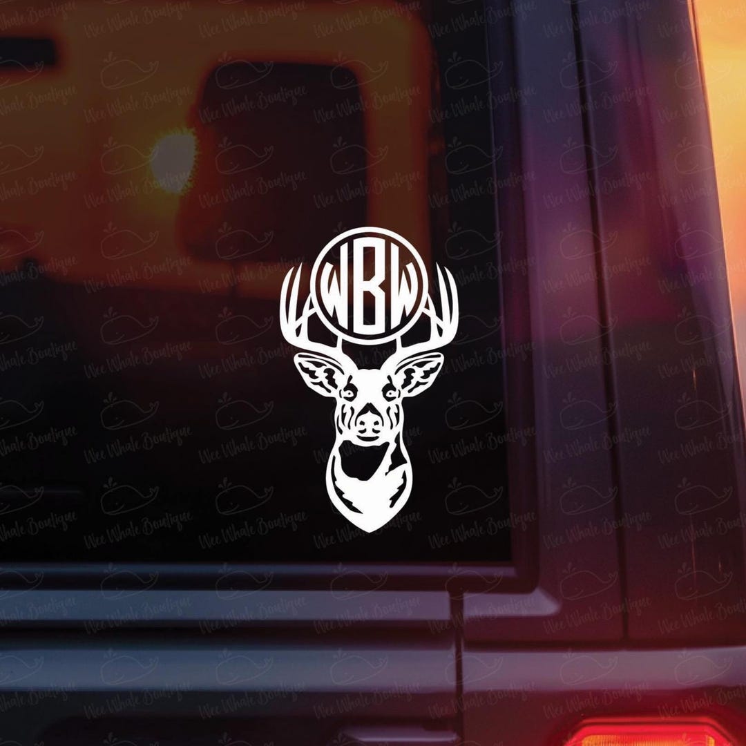 Customizable Buck Monogram Vinyl Decal, Buck Monogram Decal, Hunting ...