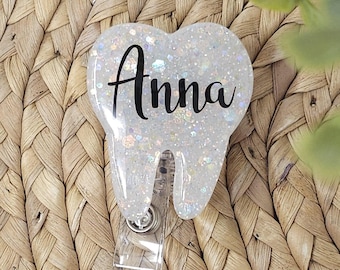 Customizable Tooth Retractable Badge Reel, Tooth Badge Holder, Dental Badge Reel