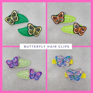 Butterfly With A Leaf Hair Clips, Butterfly Hair Barrettes, Butterfly Snap Clips