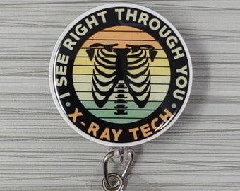 X-RayTech Retractable Badge Holder, X-Ray Tech Badge Holder, Skeleton Badge Holder, Skeleton Badge Reel, Radiology Badge Reel
