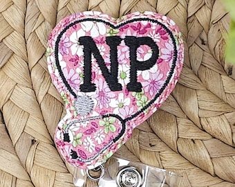 Nurse Practitioner Retractable Badge Holder, NP Badge Reel, NP Badge Holder, Interchangeable Badge Reel, Nurse Practitioner Badge Holder