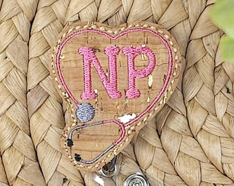 Nurse Practitioner Retractable Badge Holder, NP Badge Reel, NP Badge Holder, Interchangeable Badge Reel, Nurse Practitioner Badge Holder