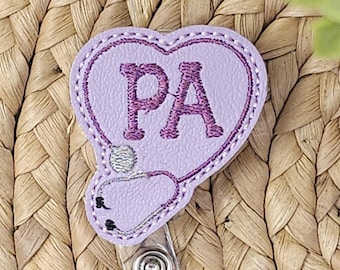 Lilac  PA Retractable Badge Holder, Physician Assistant Badge Holder, PA Badge Holder, PA Badge Reel, Badge Reel, Interchangeable Badge Reel