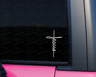 Calcomanía de vinilo personalizable con la cruz de Jesús, calcomanía de vinilo con la cruz, calcomanía inspiradora para auto, calcomanía religiosa para auto, calcomanía personalizable, calcomanía con la cruz para auto