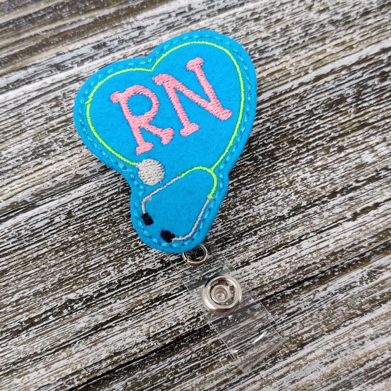 RN Heart Stethoscope Retractable Badge Reel RN Badge Holder Etsy