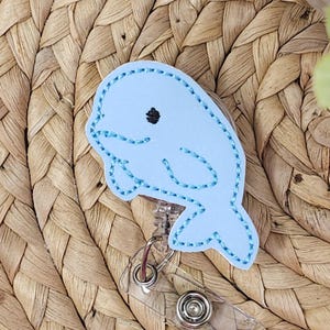 Beluga Whale Retractable Badge Holder, Beluga Whale Badge Reel, Beluga Whale Badge Holder, Interchangeable Badge Reel, Badge Reel Topper