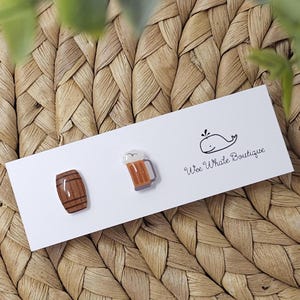 Beer Mug & Keg Stud Earrings, Beer Stud Earrings, Beer Mug Stud Earrings, Bartender Earrings, Stud Earrings, Beer Mug Earrings