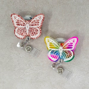 Resin Butterfly Badge Holder, Monarch Butterfly Badge Holder, Monarch Butterfly Badge Reel