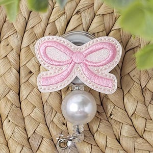 Pink Coquette Bow Retractable Badge Holder, Coquette Bow Badge Holder, Coquette Bow Badge Reel, Interchangeable Badge Reel, Nurse Badge Reel