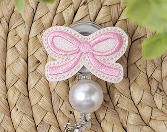 Pink Coquette Bow Retractable Badge Holder, Coquette Bow Badge Holder, Coquette Bow Badge Reel, Interchangeable Badge Reel, Nurse Badge Reel