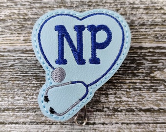 Light Blue Marine Vinyl Nurse Practitioner Badge Holder, Nurse Practitioner Badge Holder, NP Badge Holder