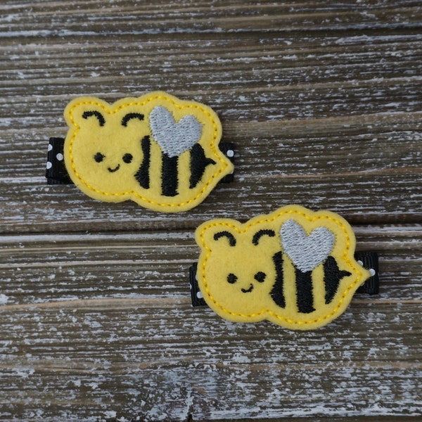 Yellow And Black Bumble Bee Hair Clips