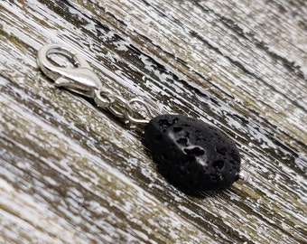 Tear Drop Lava Rock Charm With Lobster Clasp, Lava Rock Charm, Essential Oil Diffuser Charm