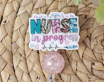 Nurse In Progress Retractable Badge Holder, Nurse In Progress Badge Reel, Nursing Student Badge Holder, Nursing Student Badge Reel