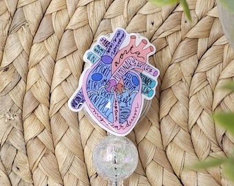Anatomical Heart Retractable Badge Holder, Anatomical Heart Badge Reel, Cardiology Badge Holder, Cardiologist Badge Reel, Nurse Badge Holder