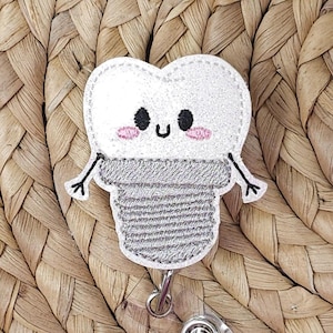 Dental Implant Retractable Badge Holder, Periodontist Retractable Badge Holder, Oral Surgeon Badge Holder, Tooth Badge Reel, Dentist