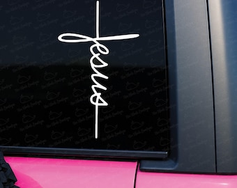 Jesus Cross Customizable Vinyl Decal, Cross Vinyl Decal, Inspiration Car Decal, Religious Car Decal, Customizable Decal, Cross Car Decal