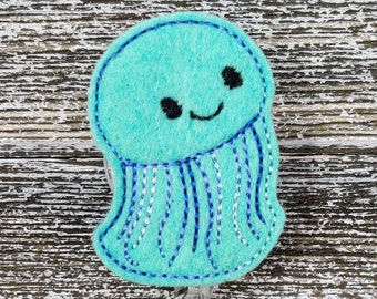 Mint And Blue Jellyfish Badge Holder, Jellyfish Badge Holder, Felt Jellyfish Badge Holder, Pediatric Badge Holder