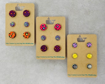 Cheetah Print Stud Earrings, Neon Cheetah Print Stud Earrings, Cheetah Stud Earrings