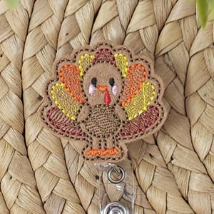 Felt Turkey Retractable Badge Holder, Turkey Badge Reel, Turkey Badge Holder, Thanksgiving Badge Reel, Interchangeable Badge Reel, Teacher