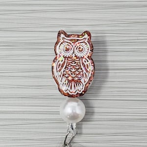 Glitter Owl Retractable Badge Holder | Glitter Owl Badge Reel | Owl Badge Holder | Nursing Badge Holder | Owl Badge Reel
